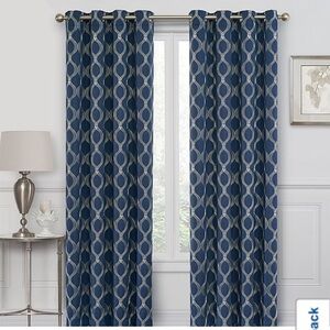 Max Blackout Lined Grommet /Embroidered 2 Curtain Panels